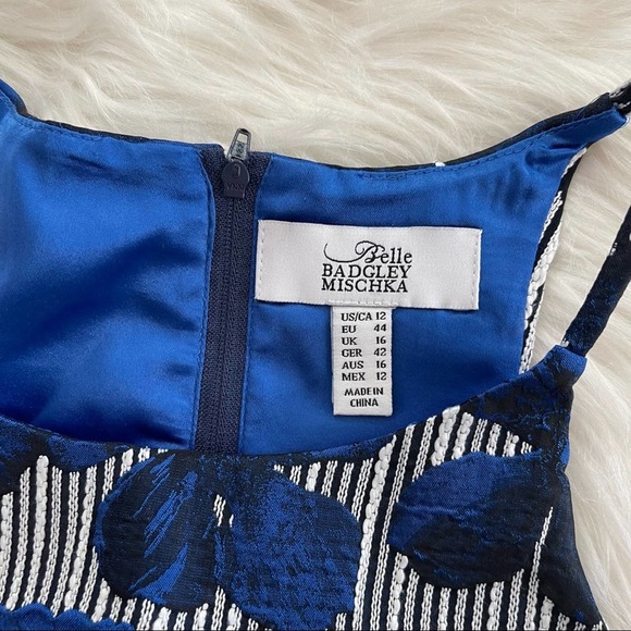 Badgley Mischka Lilliana Blue Floral Striped Crop Top - Picture 6 of 6